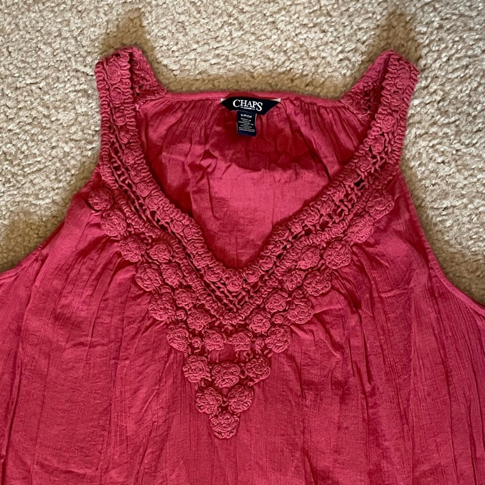 Pink Summer Tank Top w/ Crotchet Detail and Straps Size Small
